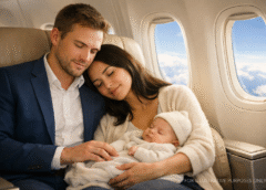 A Young Mother Fell Asleep on a Stranger’s Shoulder During a Flight—But When She Woke Up and Discovered Who He Really Was, Her Life Was About to Change