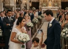 “STOP HIM!” the bride screamed… but the little boy was already halfway down the church aisle with a photograph clutched tightly in his hands.